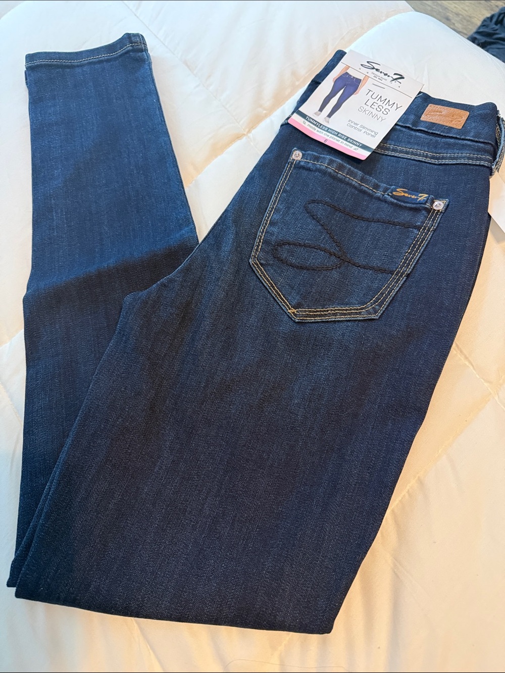Seven7 Dark Indigo Skinny Jeans tummy for less size 6